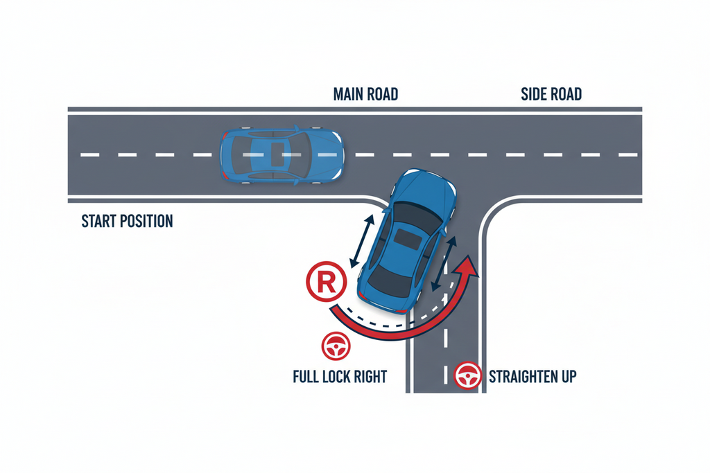 Reversing into side road