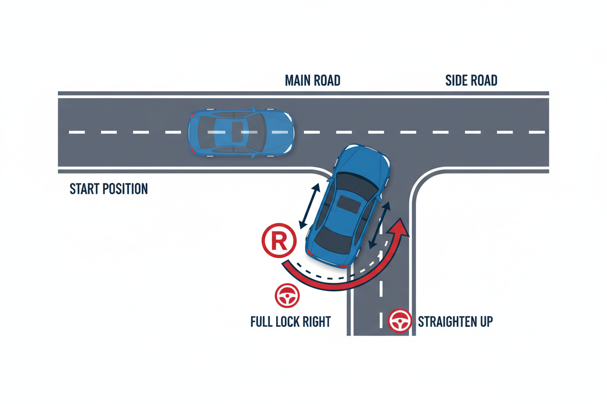 Reversing into side road